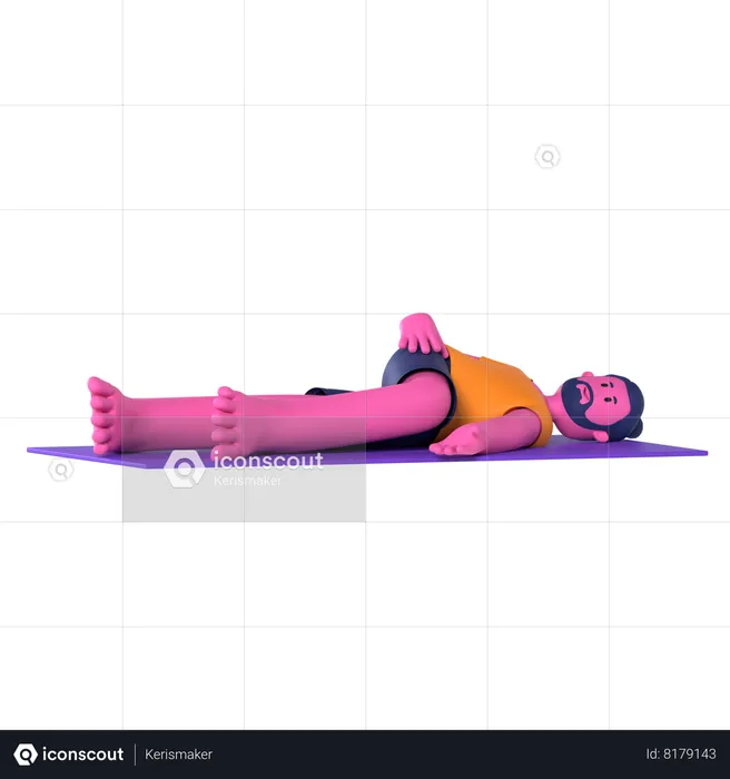 Supine Spinal Twist Pose  3D Icon