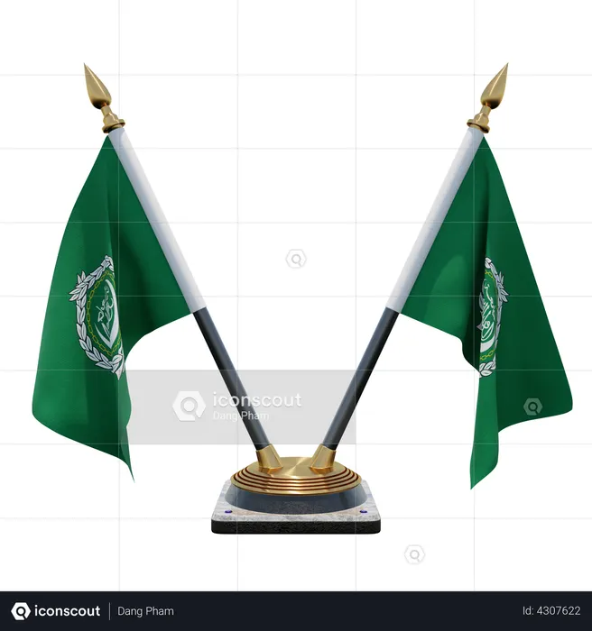 Suporte de bandeira de mesa dupla da Liga Árabe Flag 3D Icon