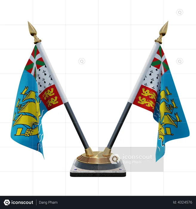 Suporte de bandeira de mesa dupla de são pierre e miquelon Flag 3D Flag