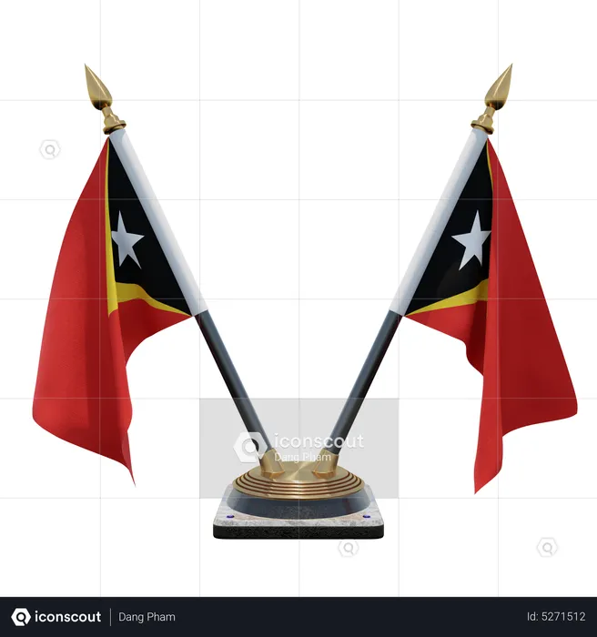 Suporte de bandeira de mesa dupla (V) de Timor Leste Flag 3D Icon