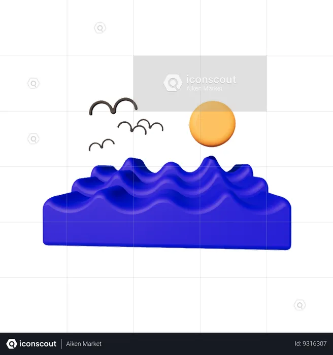 Surf Beach  3D Icon