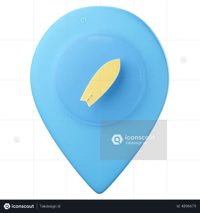 Surf location pin  3D Icon