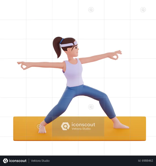 Surf Yoga Pose  3D Illustration