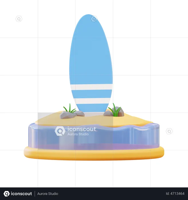 Surfboard Beach  3D Illustration