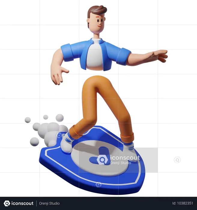 Surfen mit Shield  3D Illustration