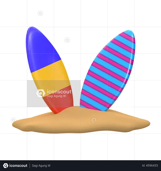 Surfing Board  3D Illustration