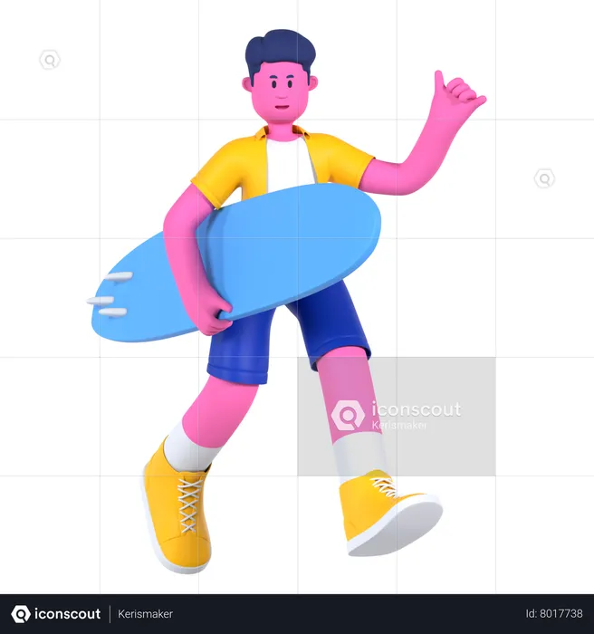 Surfing Board  3D Illustration