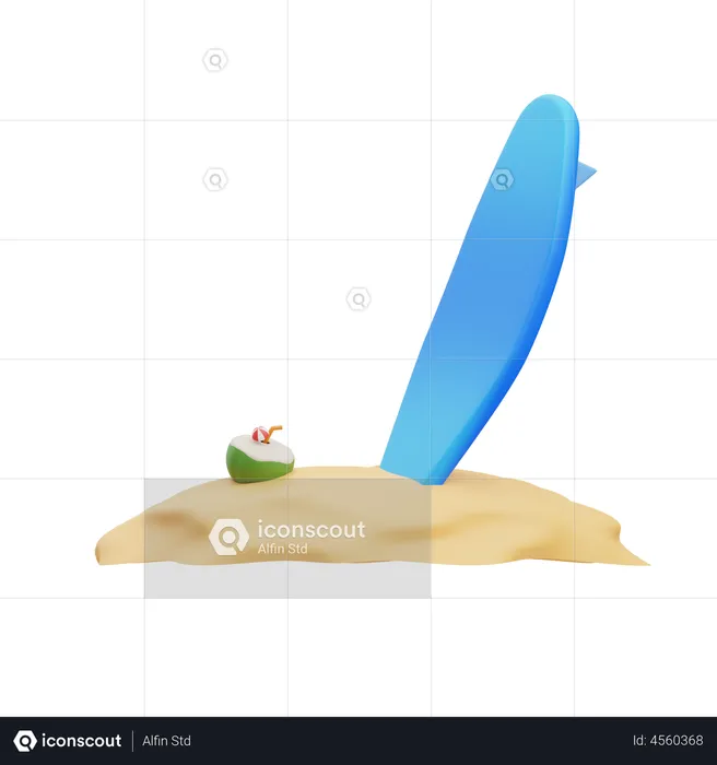 Surfing Board  3D Illustration
