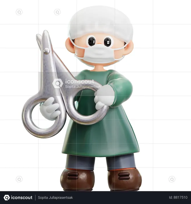 Surgeon Is Holding Scissor  3D Illustration