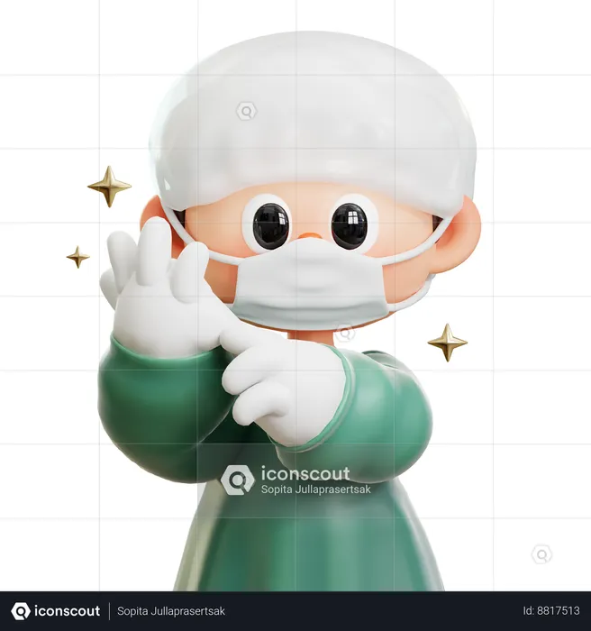 Surgeon Is Wearing Hand Gloves  3D Illustration