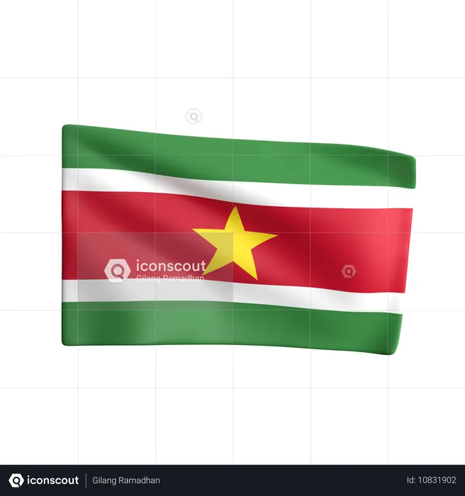 Suriname Flag 3D Icon