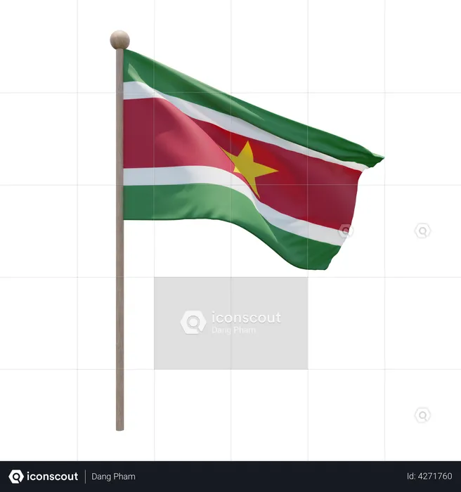 Suriname Flagpole Flag 3D Flag