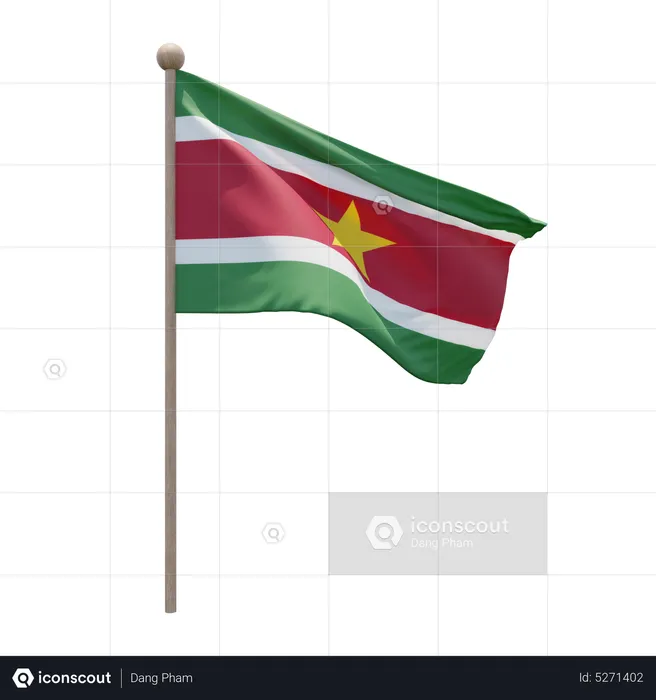 Suriname Flagpole Flag 3D Icon