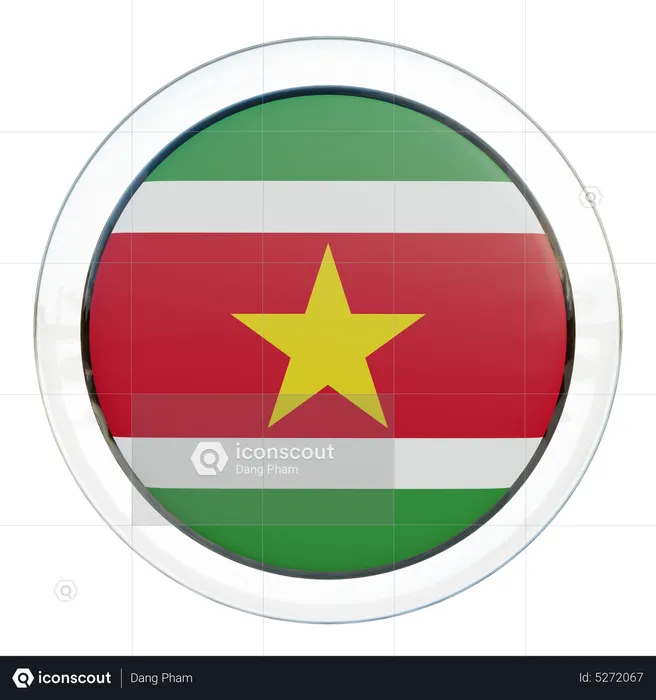 Suriname Round Flag Flag 3D Icon
