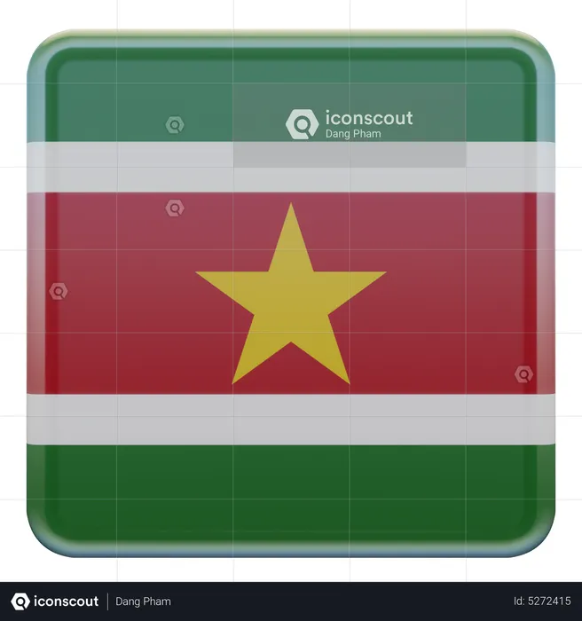 Suriname Square Flag Flag 3D Icon