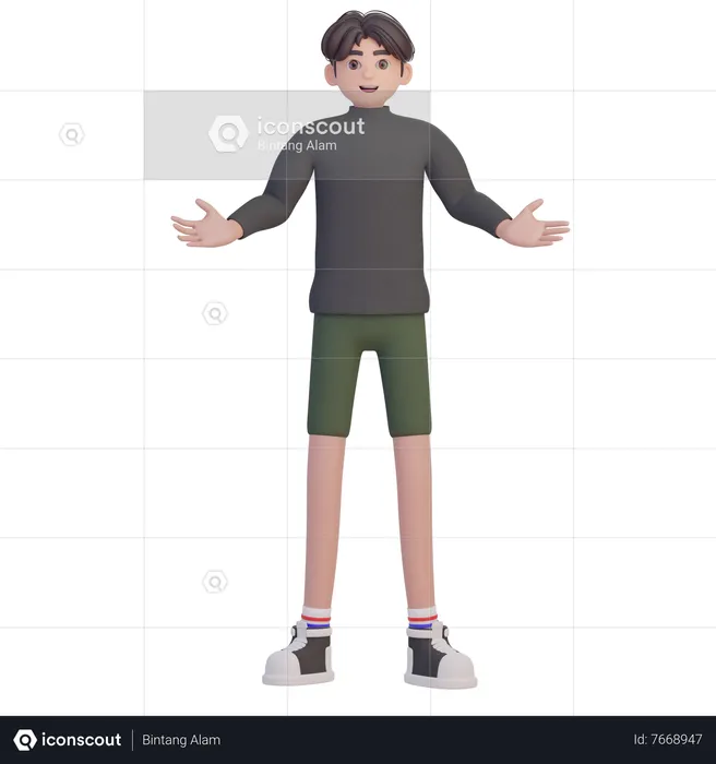 Surprised boy standing  3D Illustration