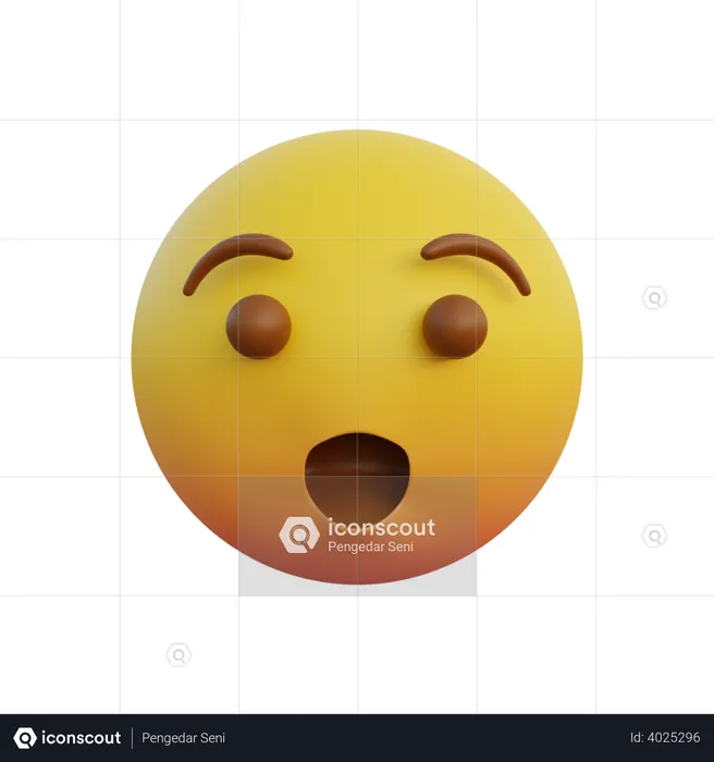 Surprised face with open mouth Emoji 3D Illustration