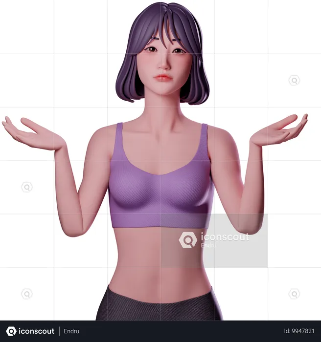 Surprised Girl  3D Illustration