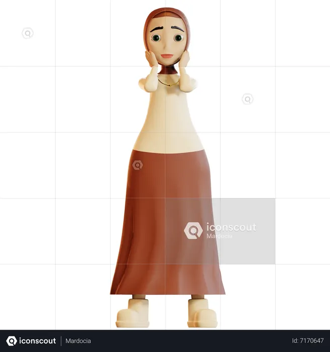 Surprised Muslim female  3D Icon