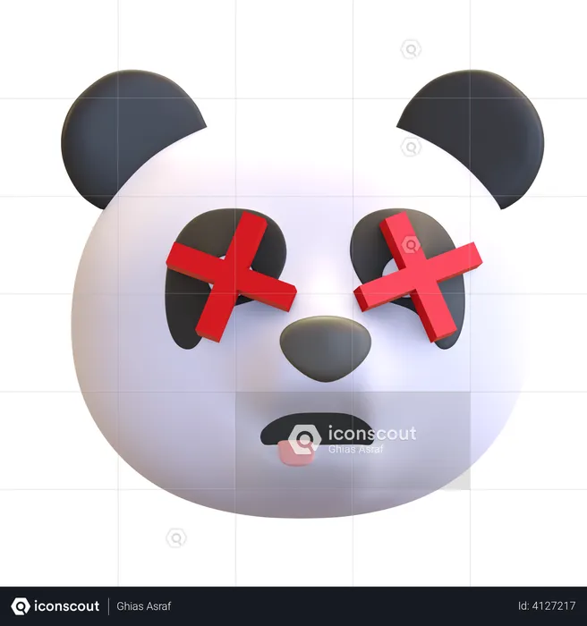 Surprised panda Emoji 3D Illustration