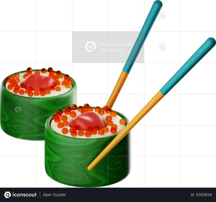 Sushi And Chop Sticks  3D Icon