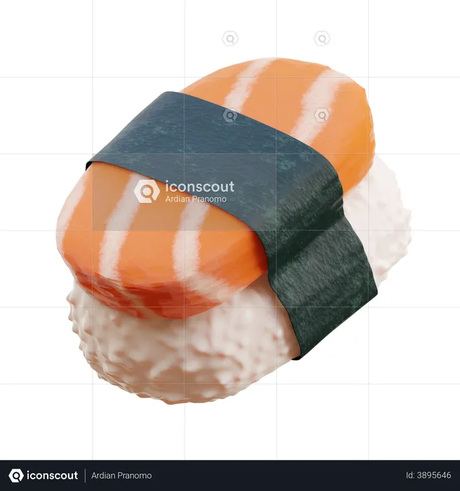 Sushi And Chopstick  3D Illustration