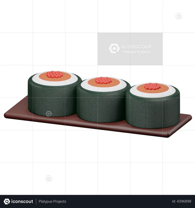 Sushi Roll  3D Illustration