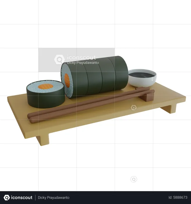 Sushi Roll Plate  3D Icon