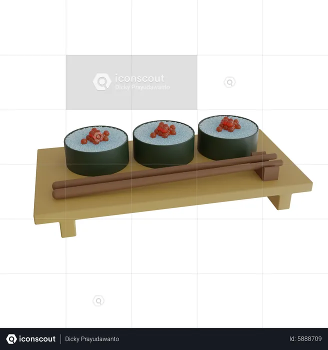 Sushi Roll Plate  3D Icon