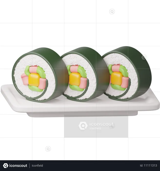 Sushi Rollen  3D Icon