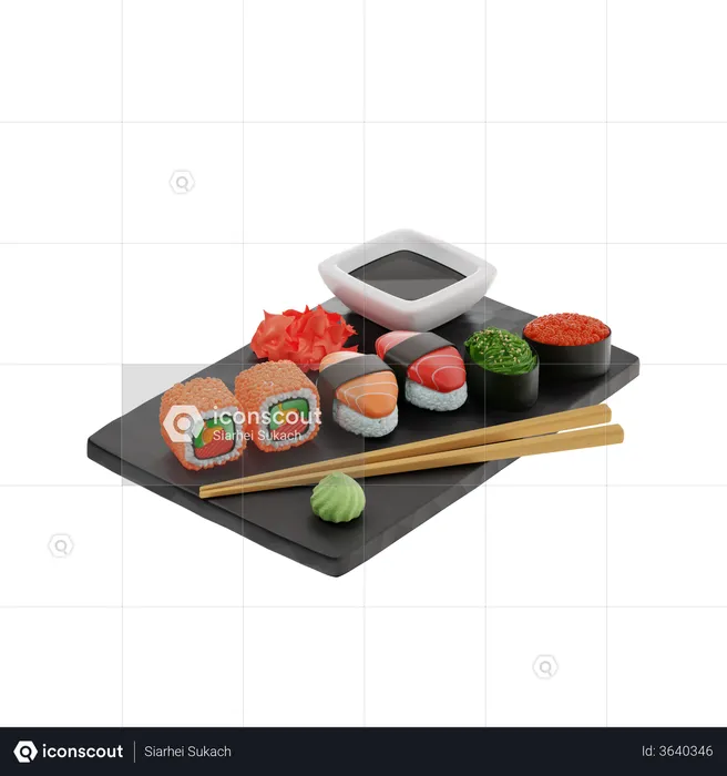 Sushi Rolls  3D Illustration
