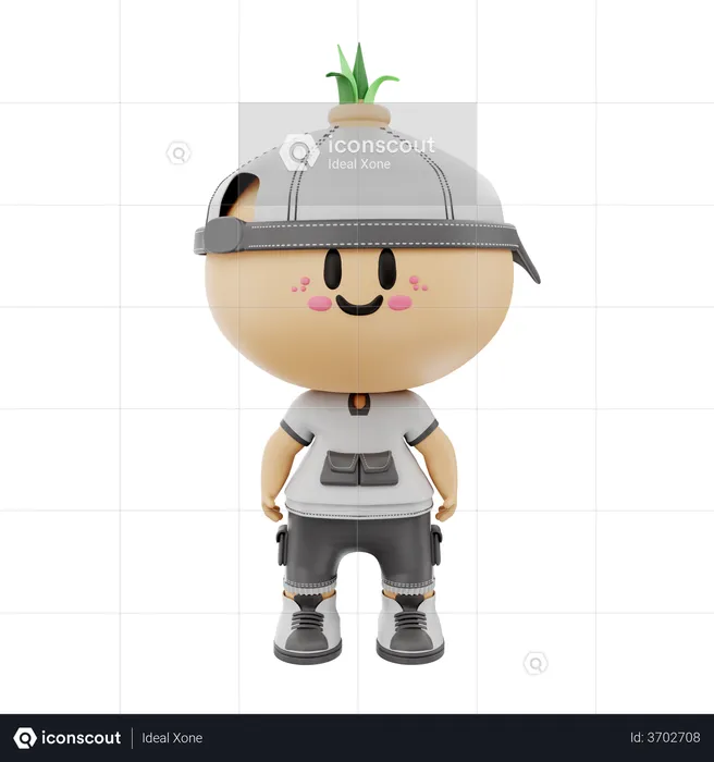 Niedlicher kleiner Junge mit Hut  3D Illustration