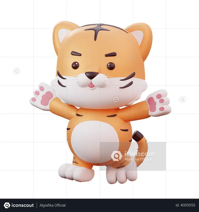 Süßer Tiger  3D Illustration