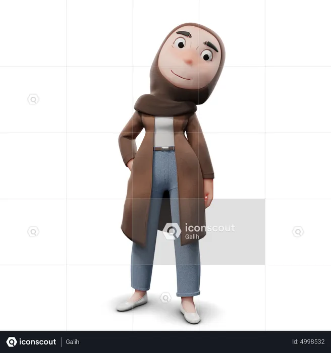 Süßes Hijab-Mädchenlächeln  3D Illustration