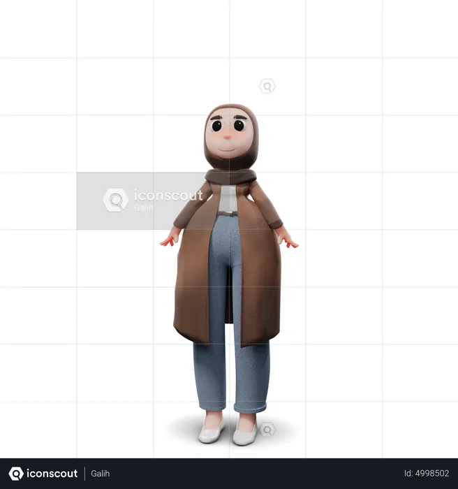 Süßes Hijab-Mädchen schrumpft  3D Illustration