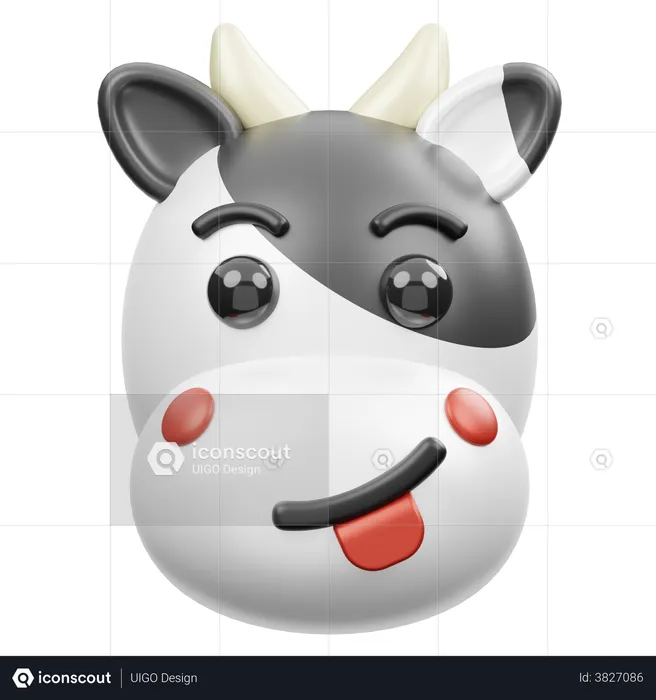 Süßes Kuhgesicht Emoji 3D Emoji