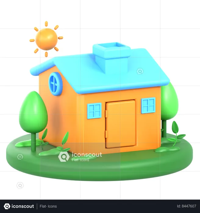 Sustainable house  3D Icon