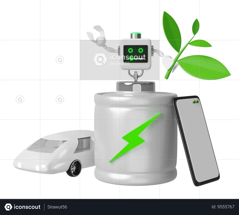 Sustainable Power Solution  3D Icon