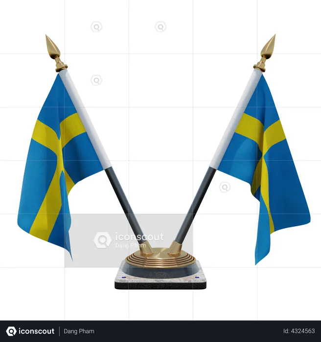 Sweden Double Desk Flag Stand Flag 3D Flag