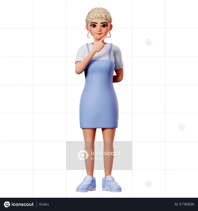 Sweet Female Cool Hand Gesture  3D Illustration