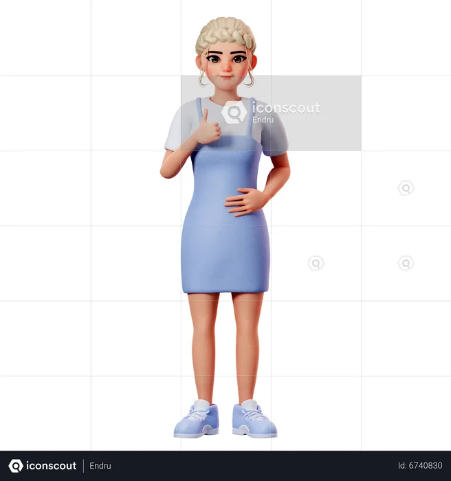 Sweet Female Showing Thumbs Up Gesture With Left Hand  3D Illustration