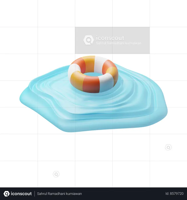 Swimming Ring On Water  3D Icon