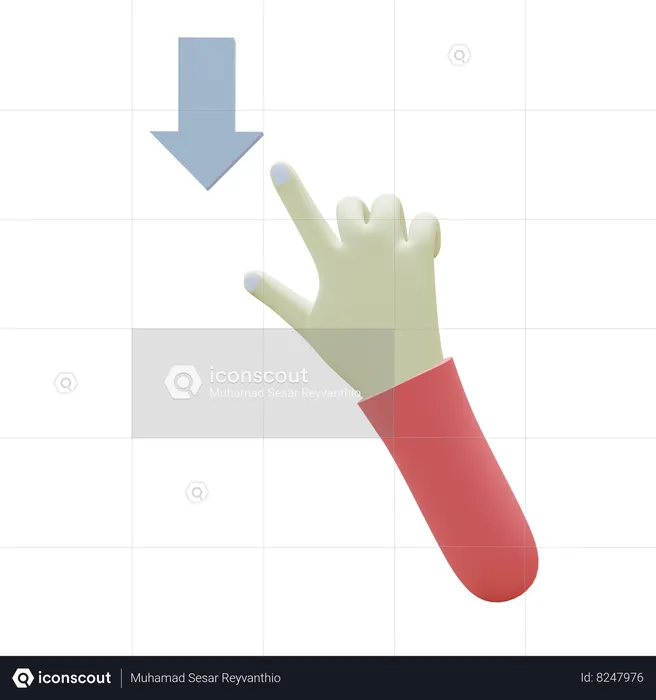 Swipe Down Fingers Gesture  3D Icon