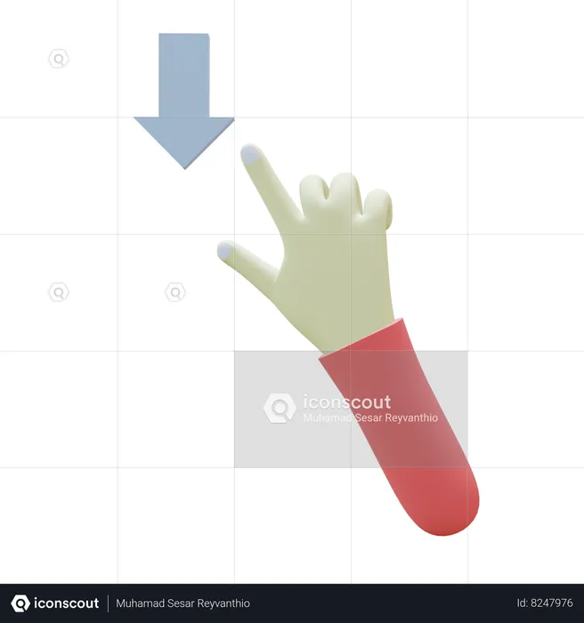 Swipe Down Fingers Gesture  3D Icon