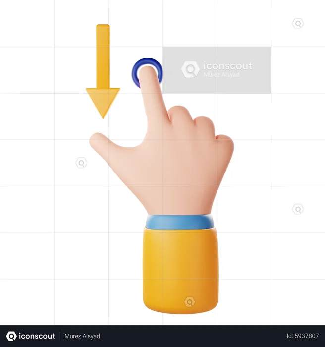 Swipe Down Hand Gesture  3D Icon