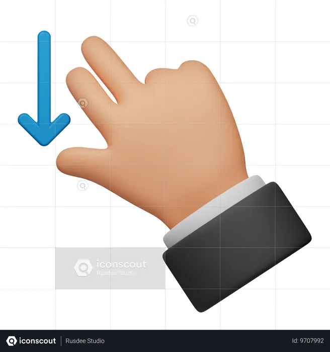 Swipe Down Touch Gesture  3D Icon