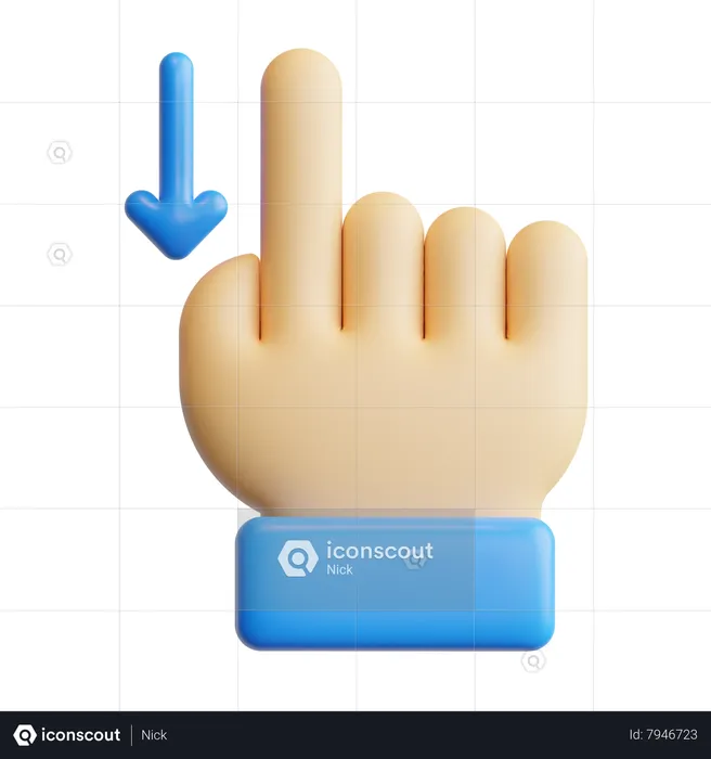 Swipe Down Touch Gesture  3D Icon