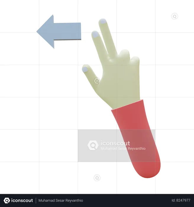 Swipe Left Fingers Gesture  3D Icon