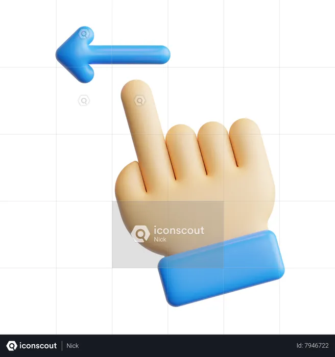 Swipe Left Touch Gesture  3D Icon