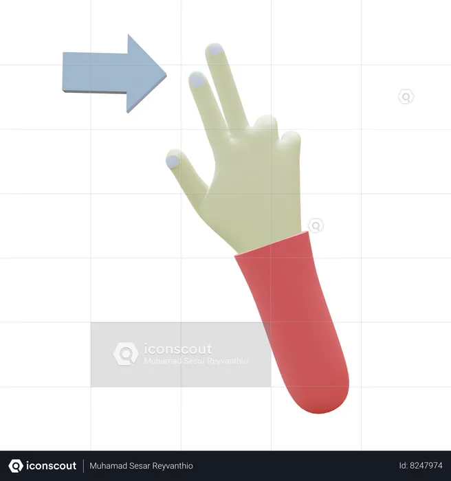 Swipe Right Fingers Gesture  3D Icon